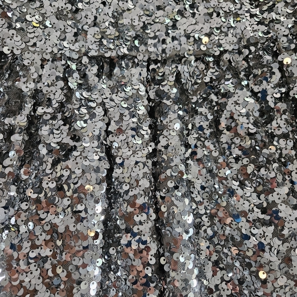 Sachin + Babi Quinn Silver Metallic Sequins Mini Dress 4 Party Glittery Shimmery - Picture 9 of 16